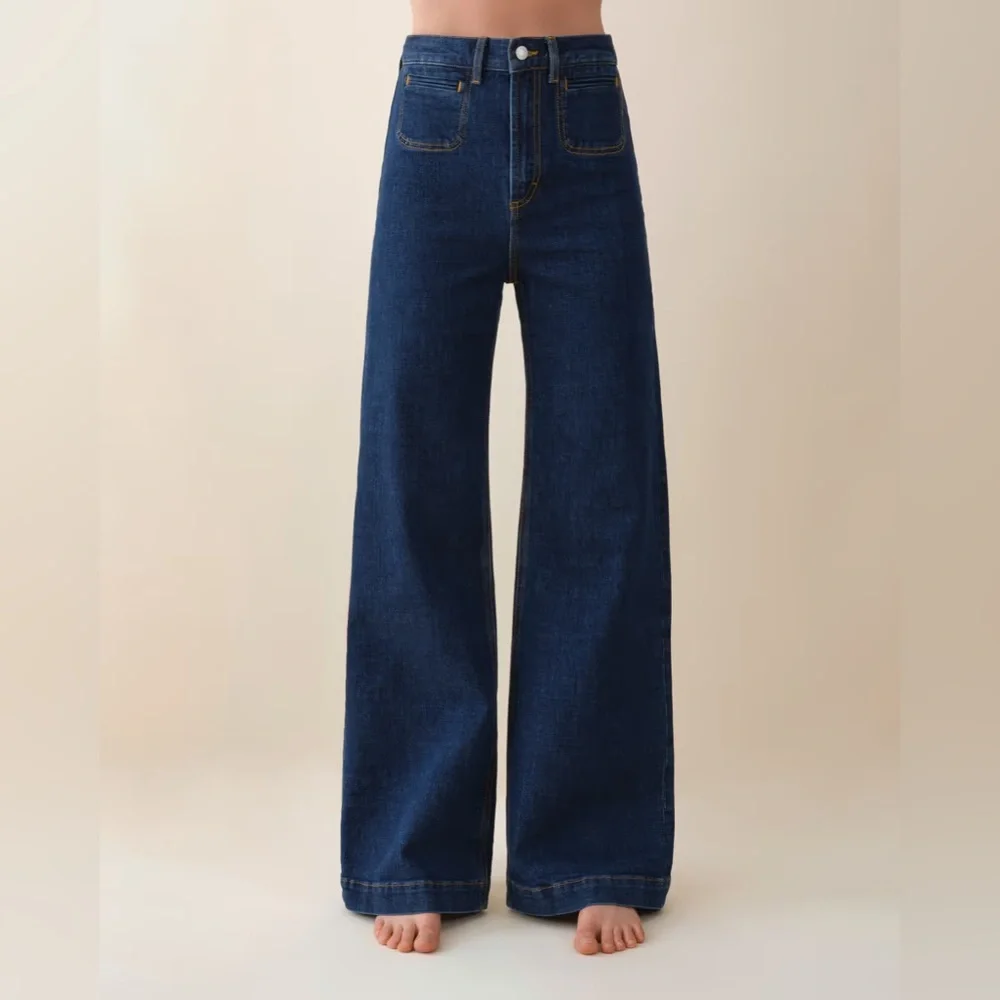 NWT Jeanerica Roma High Waisted Wide Leg Two Weeks Blue Jeans 24 Tuckernuck